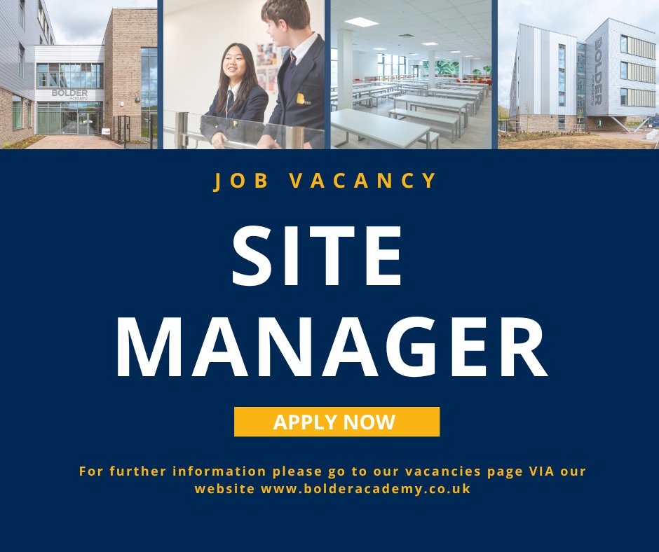 We're hiring a Site Manager!

This is a key role within our school, leading the management of our site, grounds and facilities to ensure a safe, efficient and welcoming environment for students, staff and visitors.

To apply -&nbsp; mynewterm.com/jobs/145866/ED&hellip; Image