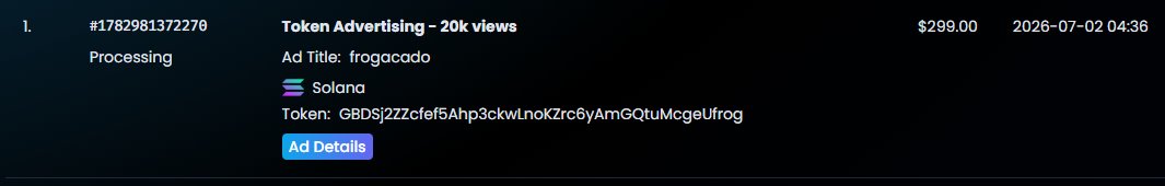 FrogacadoPF's tweet photo. got us some ads on dex $frogacado https://t.co/9Vsp7UN3Lu