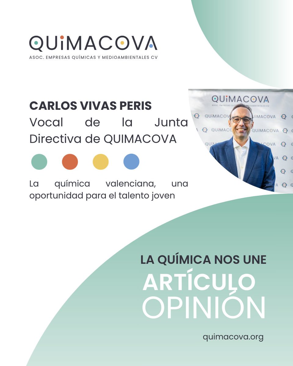 QUIMACOVA's tweet photo. #ARTÍCULOJDQUIMACOVA ✍️ - Compartimos el artículo de opinión elaborado por nuestra Vocal de la Junta Directiva, Carlos Vivas Peris: “La química valenciana, una oportunidad para el talento joven”.
🔗 Artículo completo: https://t.co/f3STSpuy0s
#LaQuímicaNosUne #IndustriaQuímica https://t.co/641D5fW5YF