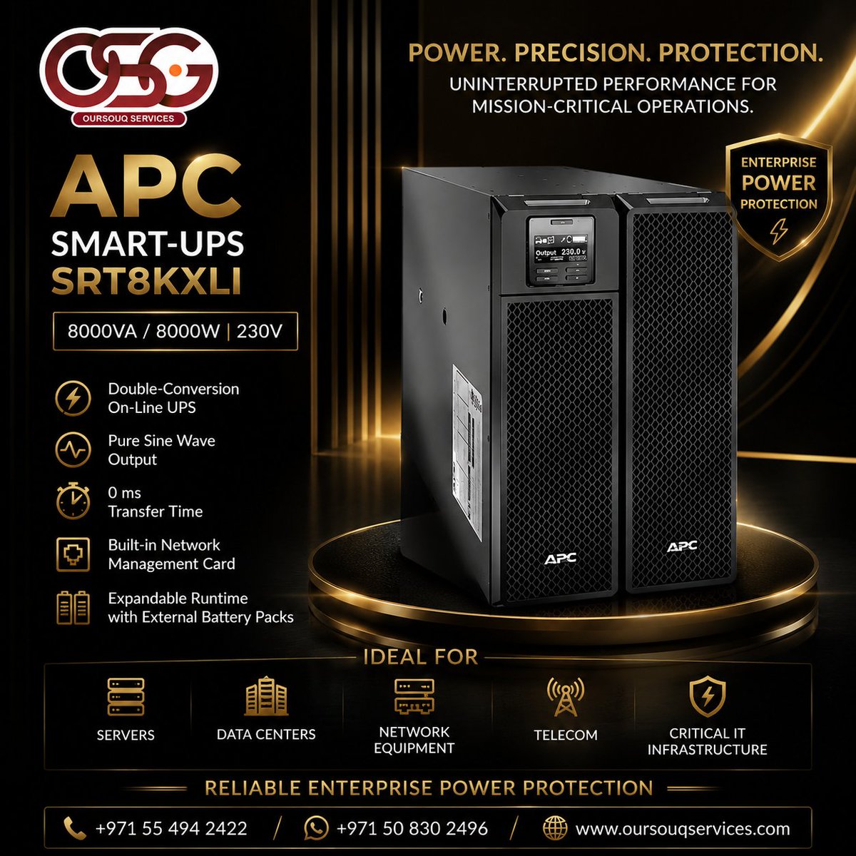 OursouqS's tweet photo. APC Smart-UPS SRT8KXLI | 8000VA | 230V
📞 +971 55 494 2422 | +971 50 830 2496
🌐 https://t.co/1rXLZLD6v8
#SRT8KXLI #APCUPS #SmartUPS #OnlineUPS #PowerBackup #DataCenter #Dubai #UAE #OurSouqServices https://t.co/NbeLQVXVrg