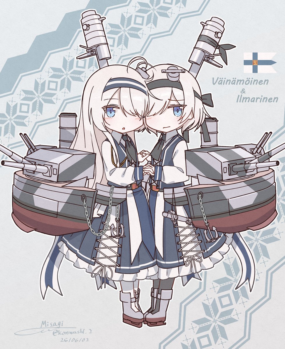 Konwashi_2's tweet photo. #2026年自分が選ぶ今年上半期の４枚
擬人化イラスト編。　
スヴァリイェ級全部描いたりと色々やってきたけど、何よりも雑誌に寄稿できたのが大きな一歩である https://t.co/j0lziGNUYj
