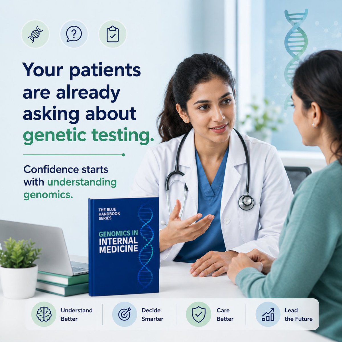vinodscaria's tweet photo. Patients are asking about genetic testing today. The clinicians who understand genomics will earn their confidence tomorrow. ๐งฌ
Start today with the #thebluehandbook Genomics in Internal Medicine https://t.co/DthYczBQ0O