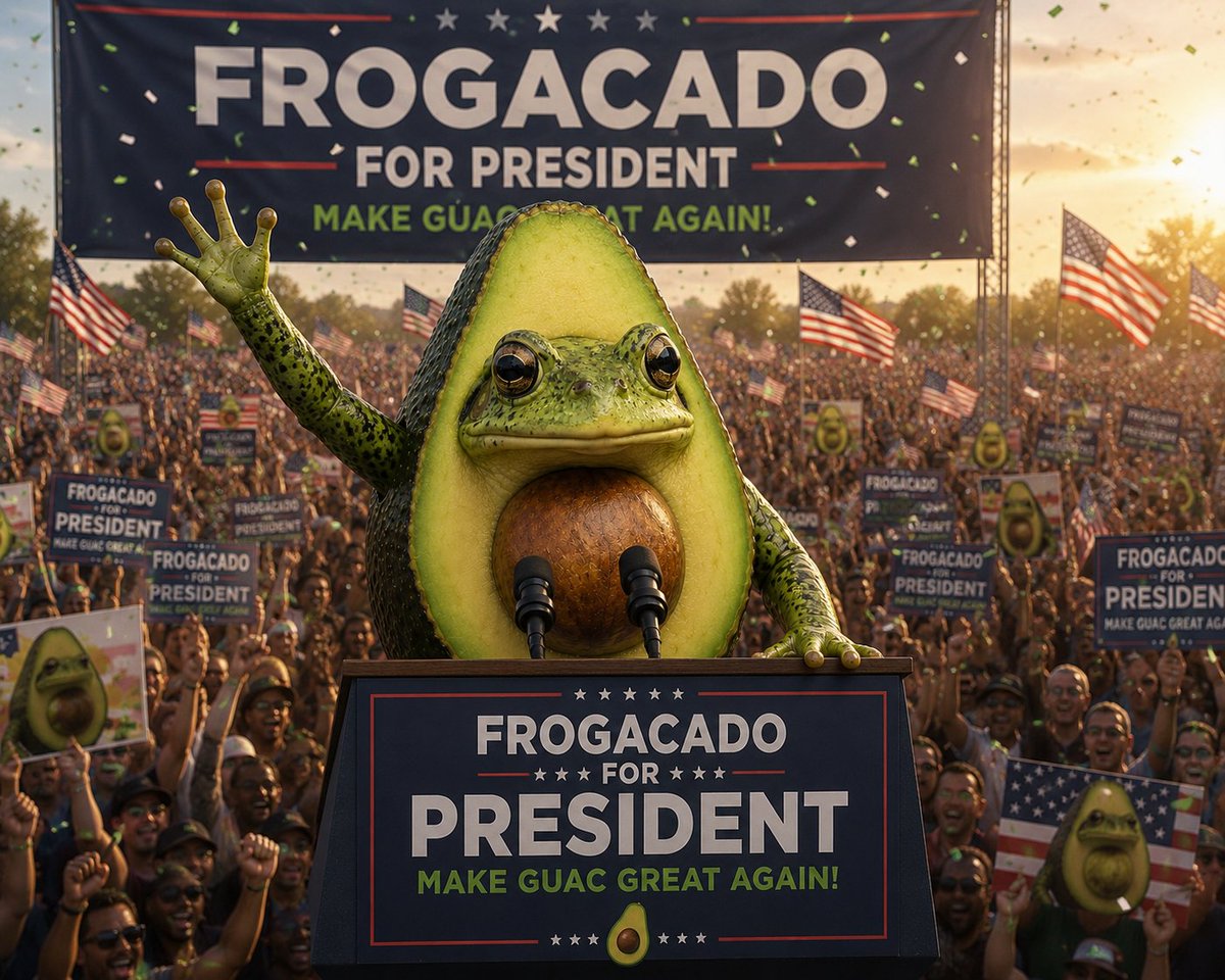 FrogacadoPF's tweet photo. $frogacado for president https://t.co/3F2WaZEgS5