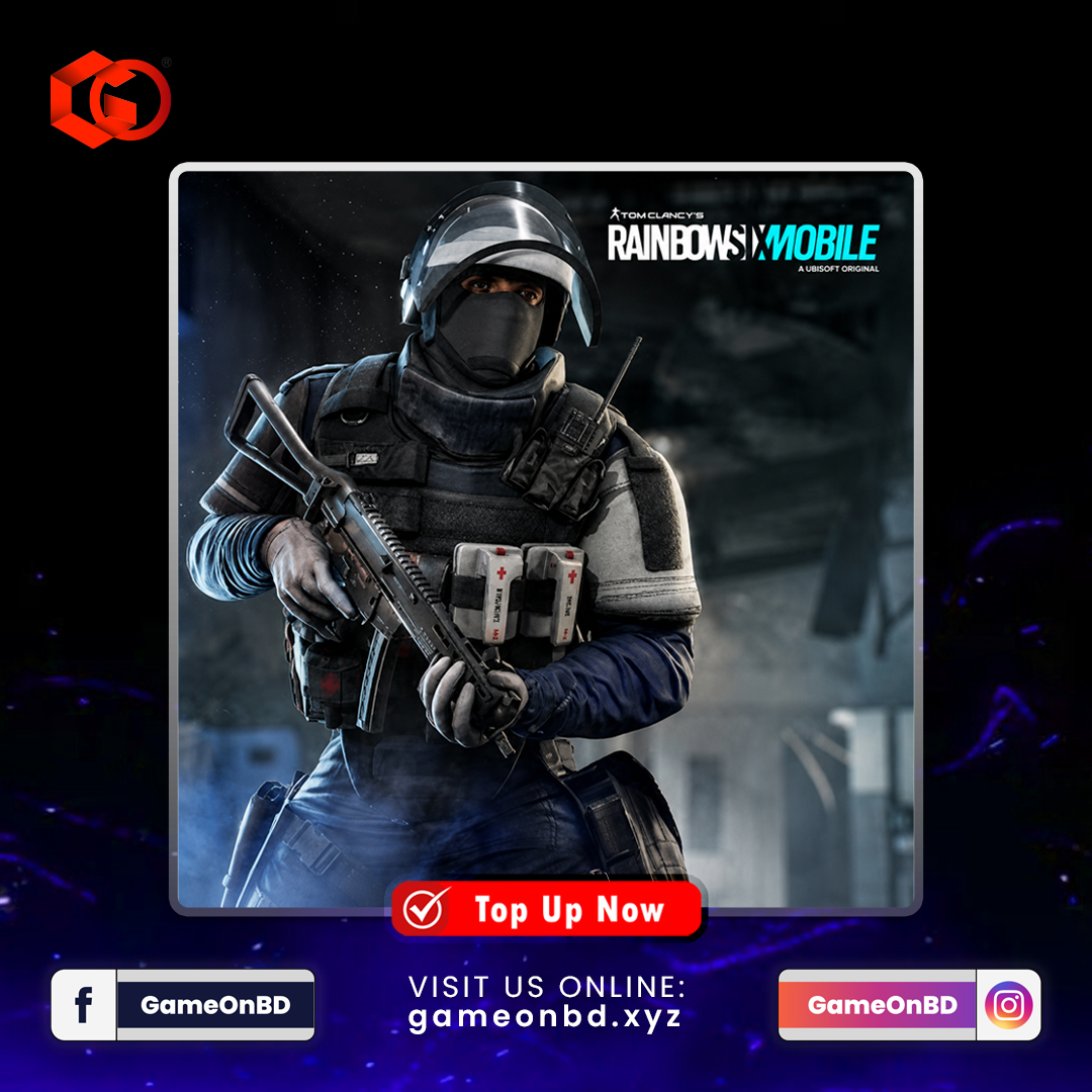 GameOnBD's tweet photo. Breach &amp; clear! 💥 Secure instant, hassle-free top-ups for Rainbow Six Mobile at Game On. Unlock elite operators and gear today.

🛒 Top up: https://t.co/mcYw8ToBlE

#R6M #GameOnBD #RainbowSixMobile https://t.co/whRKDO1B7m