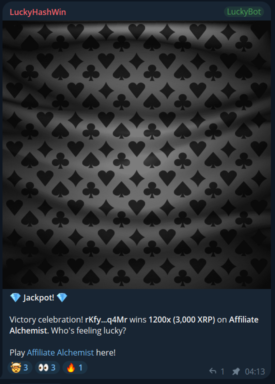 daniel_wwf's tweet photo. Since the month started, @LuckyHashWin players are on a roll. An awesome 3k XRP max win yesterday on Affiliate Alchemist and a 1k max win this morning on Plinko.

 👉https://t.co/zi4oS8T6VZ https://t.co/EfbT56Mv6B