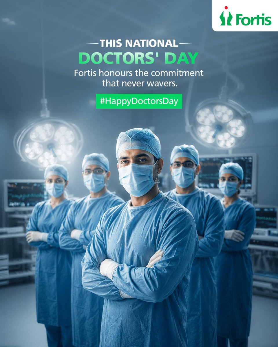 fortis_hospital's tweet photo. Every diagnosis carries the weight of a promise. Every decision, the precision of years spent learning, practising, perfecting. Every act of care, a quiet reminder of why they chose this path in the first place.

This National Doctors' Day, Fortis honours the commitment that never wavers. The promise that never fades. The dedication that shows up every single day, without exception.

To every doctor who keeps giving their best, today is for you.