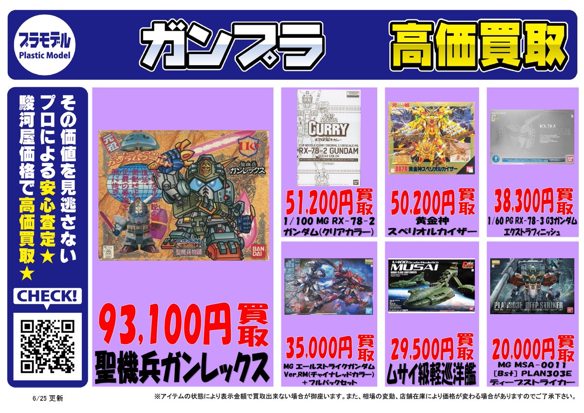 駿河屋近見店 高価買取情報】 MG・PGガンプラを高価買取中です 特に