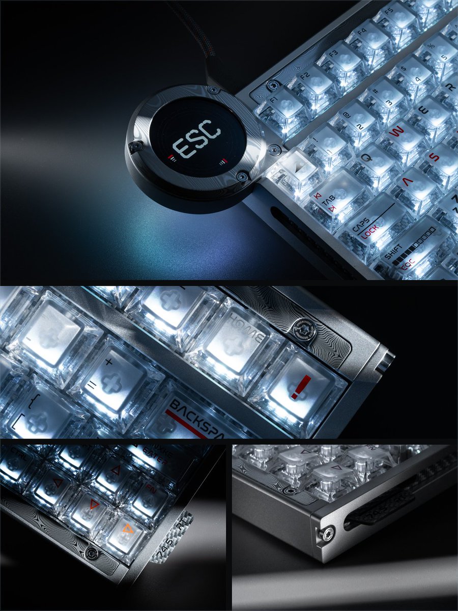 Angry_Miao's tweet photo. Performance doesn’t have to look ordinary.
Battleye 75HE R2 in Damascus.
A one-of-a-kind Damascus-patterned aluminum chassis, paired with carbon fiber plate and a compact 75 layout.

#AngryMiao #Battleye #MagneticKeyboard #GamingKeyboard https://t.co/cTMWoI5VDn