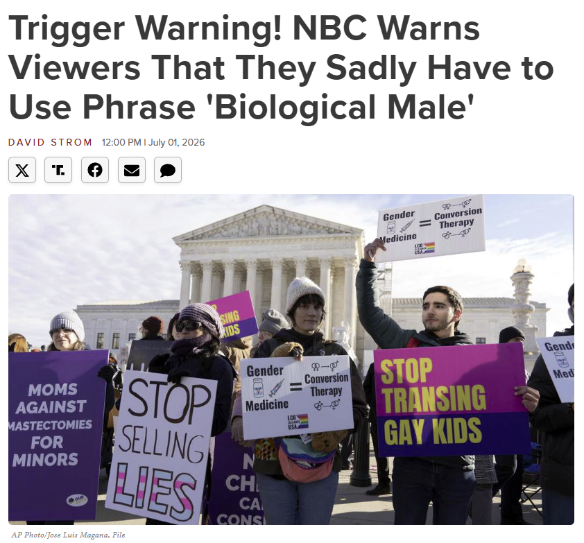 TRobinsonNewEra's tweet photo. Imagine a mainstream media station having to issue a trigger warning for stating scientific facts.

@NBCNews you're an embarrassment. https://t.co/jk2kUSOTbL