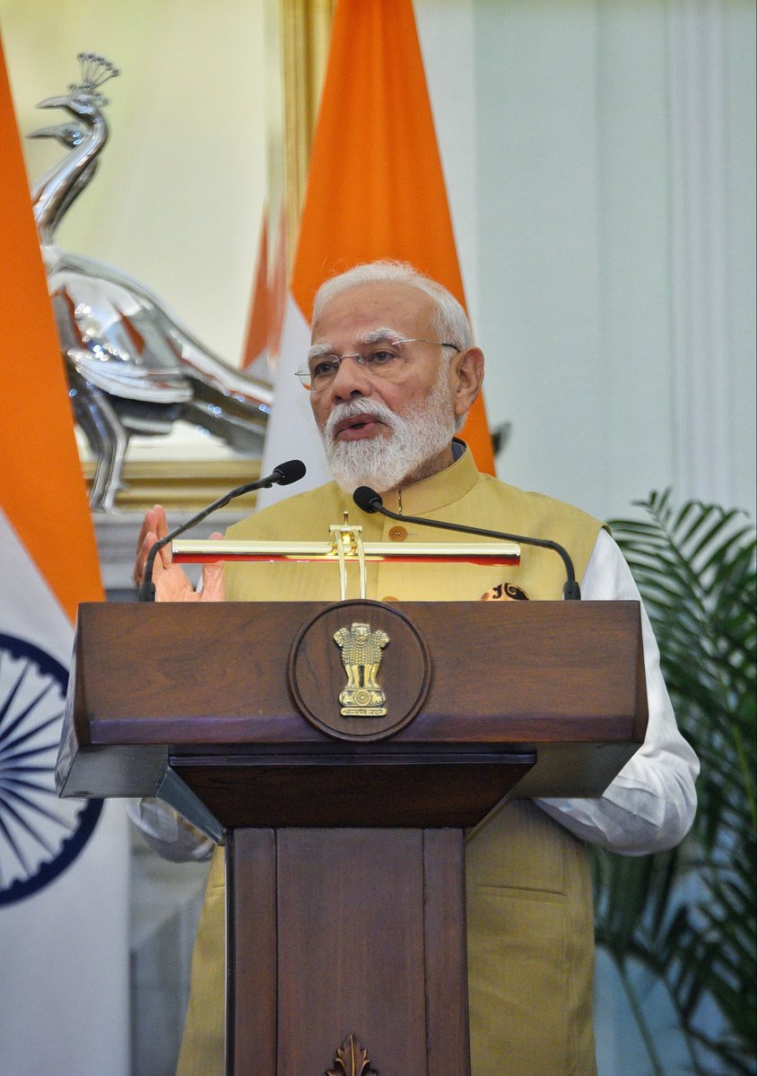 MEAIndia's tweet photo. Advancing ties, strengthening bonds : 16th India-Japan Annual Summit

PM @narendramodi and PM @takaichi_sanae held wide-ranging talks on the full spectrum of India-Japan ties, including trade & investment, economic security, energy, emerging technologies, defence and people-to-people exchanges.
 
They also exchanged views on regional and global developments of mutual interest.

The talks delivered concrete progress on key priorities of our bilateral ties. Both sides adopted three landmark documents: 

💠 Joint Declaration on Economic Security
💠 Joint Statement on Cooperation in the field of Artificial Intelligence
💠 Joint Statement on Energy Resilience

Both leaders witnessed the exchange of key MoUs and agreements spanning Economic Security, Clean Energy, critical technologies and research & development.
 
Both sides agreed on a list of activities for celebrating the 75th anniversary of establishment of Diplomatic Relations.
 
🇮🇳🇯🇵