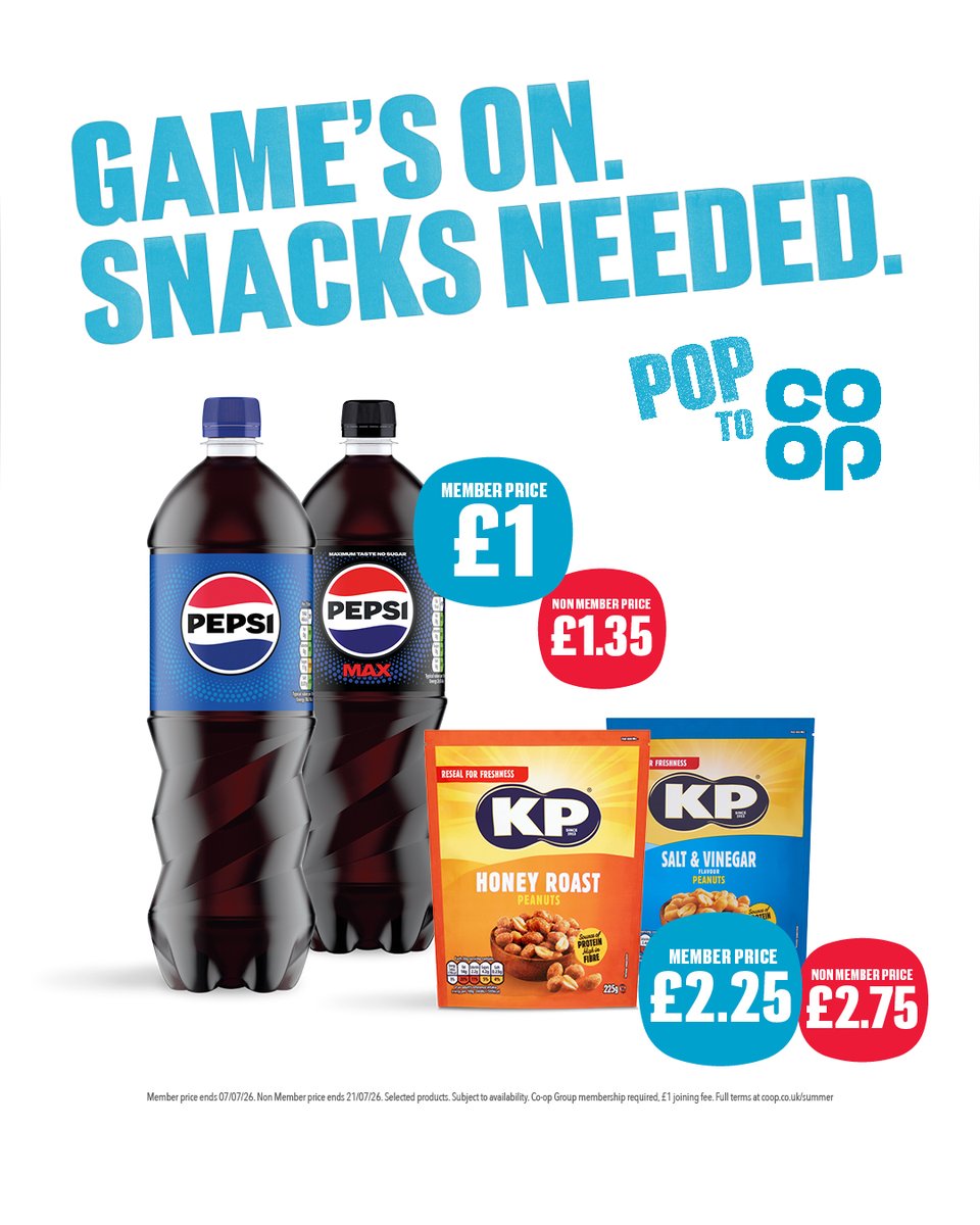 SDutsonCoopMPC's tweet photo. Pop to @coopuk and score extra savings on snacks and drinks as a Co-op Member ⚽️ https://t.co/4qpTb3W9ih https://t.co/xkDGkZgWQ5