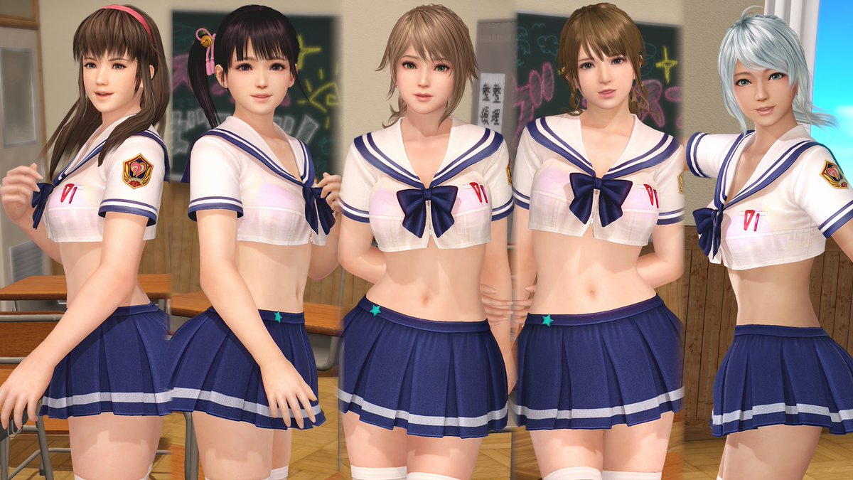 doax_vv_staff's tweet photo. 【ステップ6/6の有償限定10連ガチャでSSR１着確定！】

今週の『トレンドコーデガチャ』は、
SSR水着『夏空のスクールウェア』が新登場！

開催中のイベント『オフタイムの過ごし方～ビーチフラッグ編～』で、トレンド効果が発生するよ💕

7/9(木) 11:59 まで♪
https://t.co/fkDFYePYBK

#DOAXVV https://t.co/AoLNq59nHM
