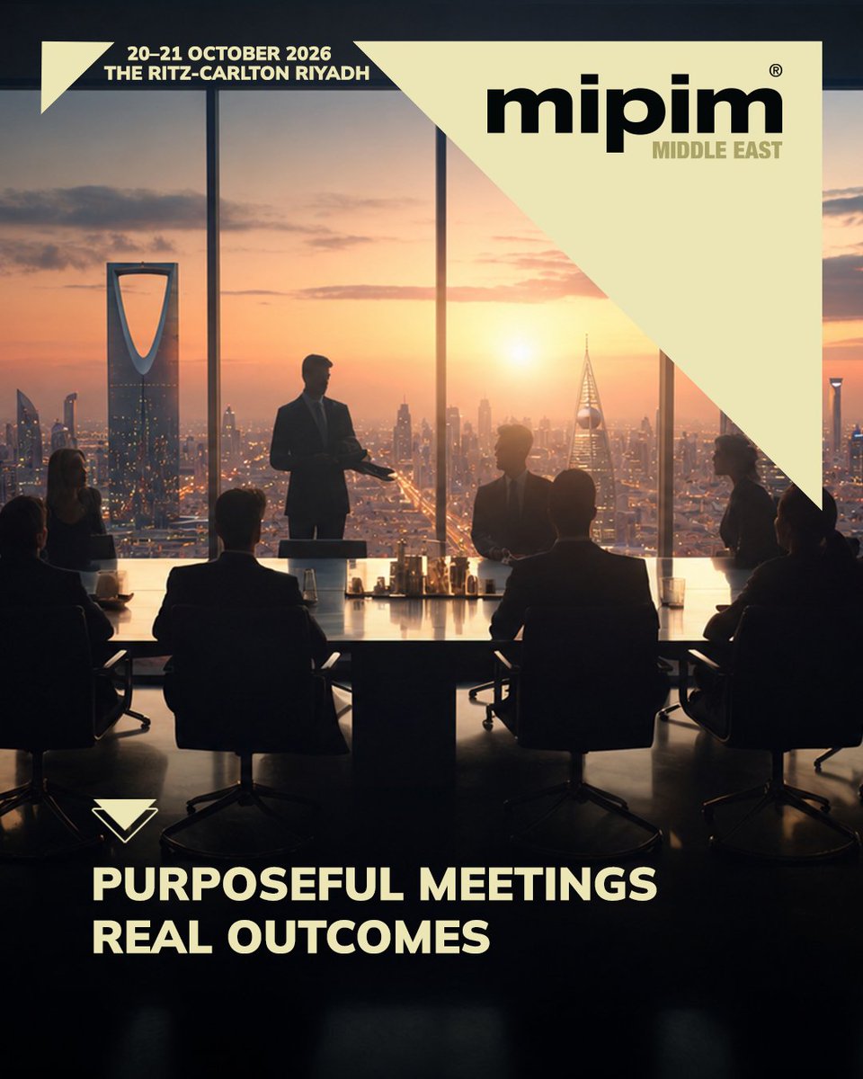 mipim_me's tweet photo. Some events are built around spectacle. MIPIM Middle East is built around outcomes.
Every person there came with a purpose, the right partner, the right deal, the market that's shifting fastest.
Pure B2B. 35 years of it.
20–21 October 2026, Riyadh. 🔗Register Now https://t.co/itXsY6PTJz

#MIPIMMiddleEast #MIPIM #InvestSaudi #RealEstateInvesting