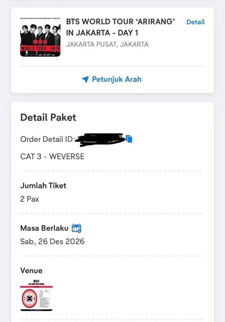 FcRestartColom1's tweet photo. WTS
TIKET KONSER BTS TOUR ARIRANG JAKARTA

Cat 3 : all day
= 2,8 jt / tix (4 tix)

Plat tribune/floor : all day
= 5,3 jt / tix (4 tix)

Vip b/d : day 3
= 7,8 jt / tix (4 tix)

✅ tiket fisik 
✅ cod tiket fisik

#BTS_ARİRANG #btsarirangworldtour #konserbts #BTS_ARİRANG_MADRID https://t.co/fVEePh47GT