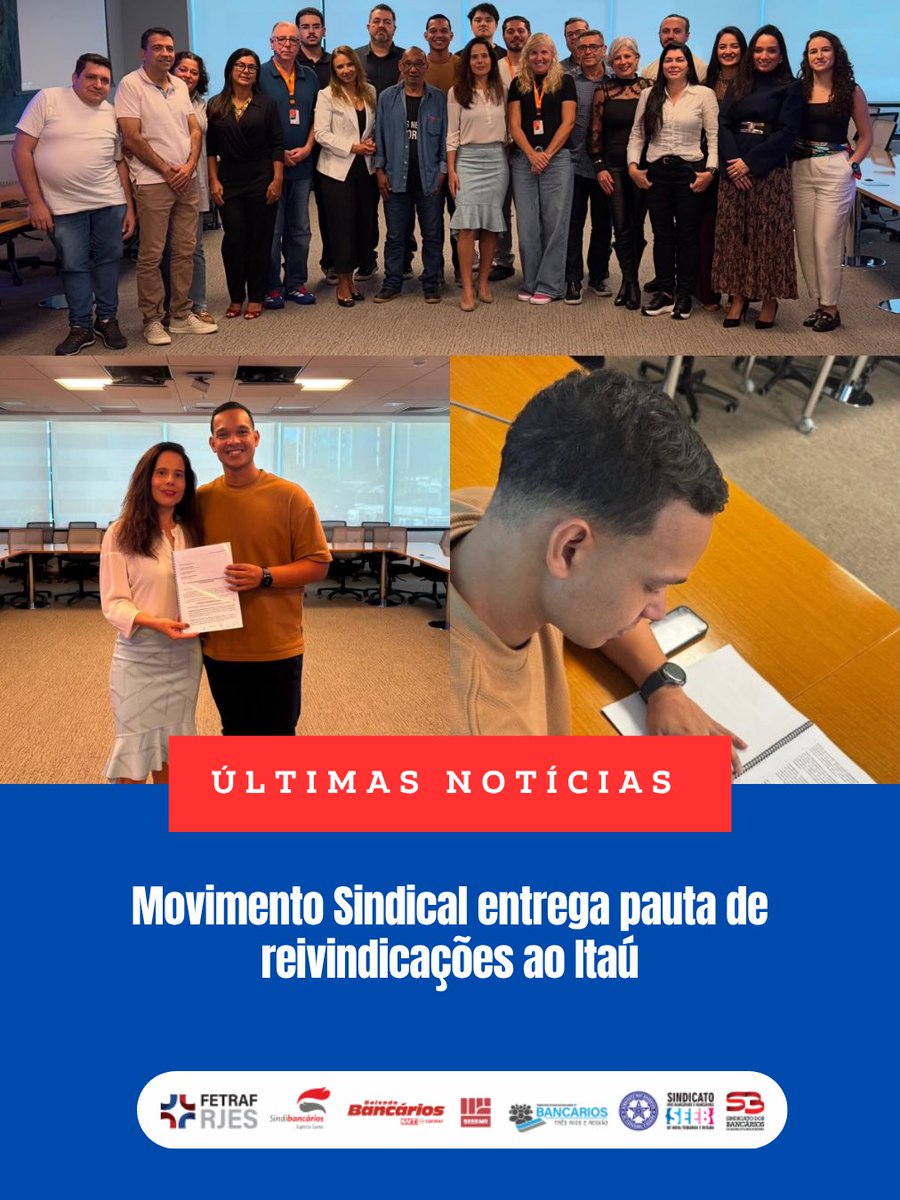 FetrafRJES's tweet photo. Movimento Sindical entrega pauta de reivindicações ao Itaú

Matéria completa: 
https://t.co/Yi73gEStN9

#rjes #fetraf #bancarios https://t.co/RIEZ0oXQaZ