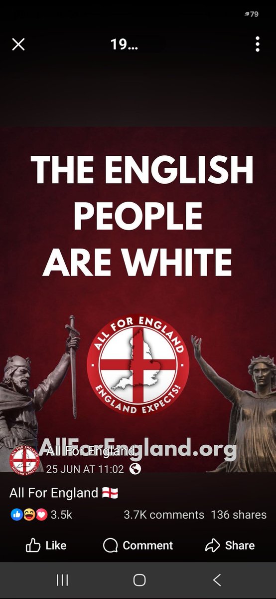johnnytherapy's tweet photo. Reported "All for England" to @facebook for their racist rhetoric and have been told it doesn't go against community standards..? How is this possible? Why are @facebook allowing this? https://t.co/VnuqLcxXM2