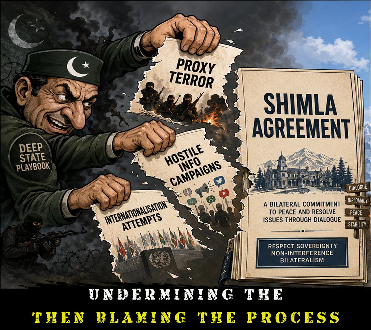 squeezer786's tweet photo. Pakistan signed Shimla after a decisive conflict. Undermining it today reflects not strength, but unwillingness to accept bilateral accountability. #ShimlaAgreement1972 https://t.co/PeJ0A4tBgt