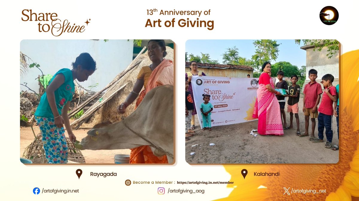 artofgiving_net's tweet photo. Marking the 13th International Day of Art of Giving, Ms. Karishma Naik, Ms. Mamata Mahalik, Mr. Surendra Oram, Ms. Madhusmita Munda, Mr. Rajesh Oram, Ms. Supriya Majhi, Ms. Kasturi Melaka, Ms. Rajkumari Naik, Mr. Nachiketa Jena, Ms. Anjana Oram, Ms. Anshika Lakra, Mr. Banamali Sabar, Ms. Namita Raj, Mr. Kedar Majhi, Mr. Sajeng Majhi, Mr. Dharmu Gond, Ms. Sujata Acharya, Mr. Thomash Raita, Mr. Rajib Dharua, Mr. Amit Kumar joined the “Share to Shine” movement at Keonjhar, Khordha, Sambalpur, Kalahandi, Rayagada, Sundargarh, Nuapada, Nabarangpur, and Gajapati with a thoughtful act of sharing and positivity.