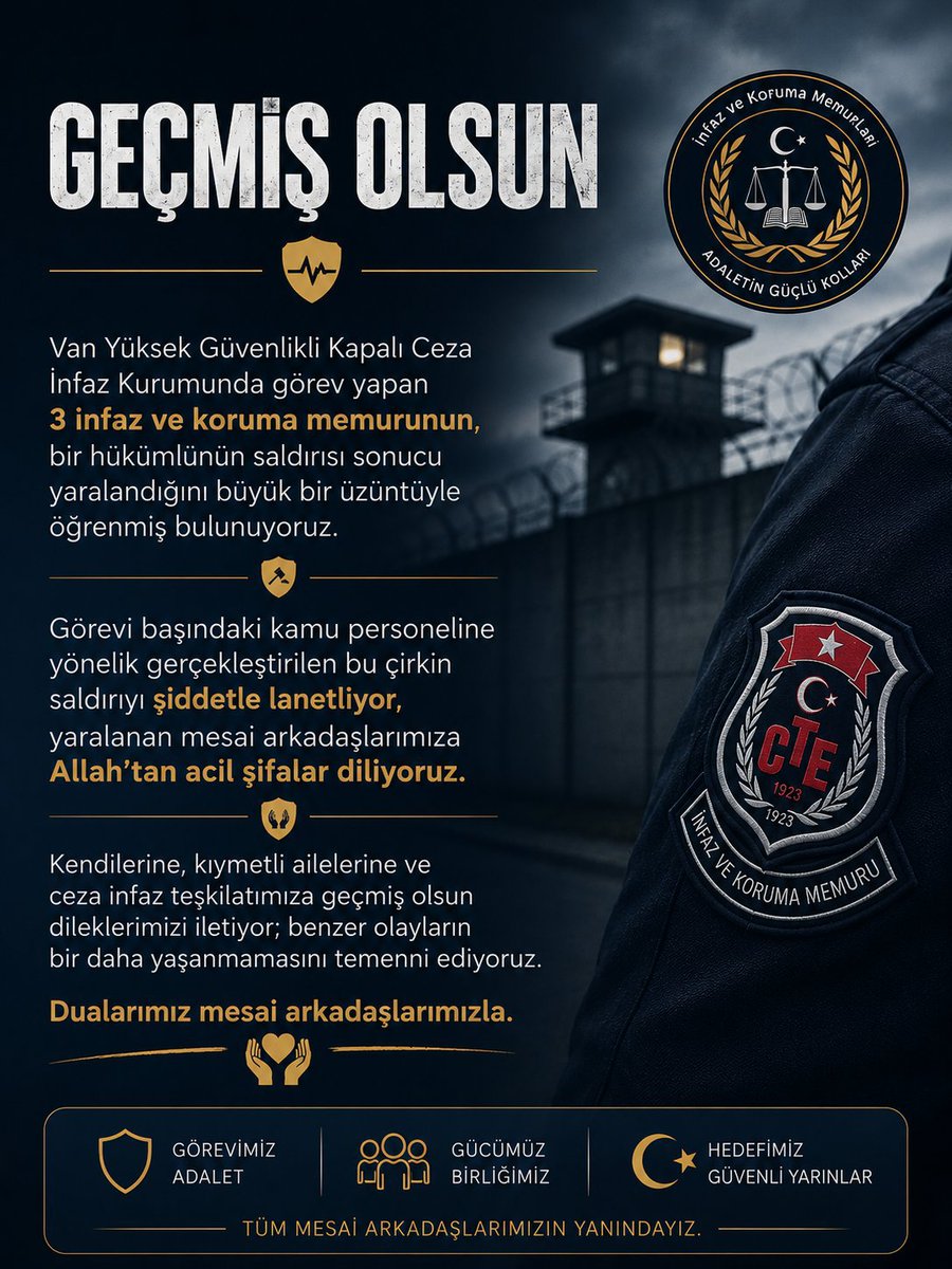 1309harun's tweet photo. İnfaz koruma memurlarina yapılan saldırıyı kınıyorum. 
#İnfazKorumaYalnızDeğildir ama maalesef Adalet ve  güvenlik hizmeti sunan İKM'ler büro memuru olarak sınıflandırılmaktadır. Verilen sözler unutulmuş İKM sahipsiz bırakılmıştır. 7. Paketten çıkardılar 12. Paket hala yoklar https://t.co/QbBwX3COaL