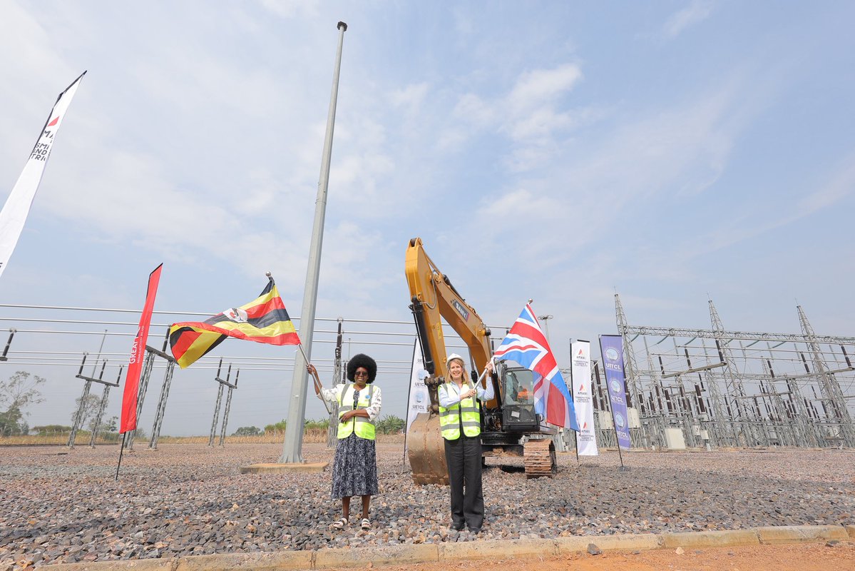 uetcl's tweet photo. 📸 The moment we've been waiting for! Dignitaries take part in the ceremonial groundbreaking, marking the official start of the Amari Power Transmission Project. 

This project will upgrade the Tororo, Mbarara North, Mbarara South and Nkenda substations, reinforcing Uganda's transmission network to deliver more reliable electricity at home and strengthen regional power trade.

In pictures, Rt Hon Baroness Chapman - UK Minister of State for International Development & Hon. @DrMusenero - Minister @MEMD_Uganda flag off to signify the commencement of the project.