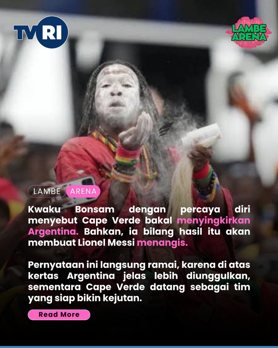 LambeArena's tweet photo. Argentina diunggulkan, Cape Verde datang bawa misi kejutan. Babak 32 besar ini bisa jadi laga yang biasa saja, atau malah jadi drama besar yang nggak disangka-sangka ⚽🔥 https://t.co/2vMLYPyaRN