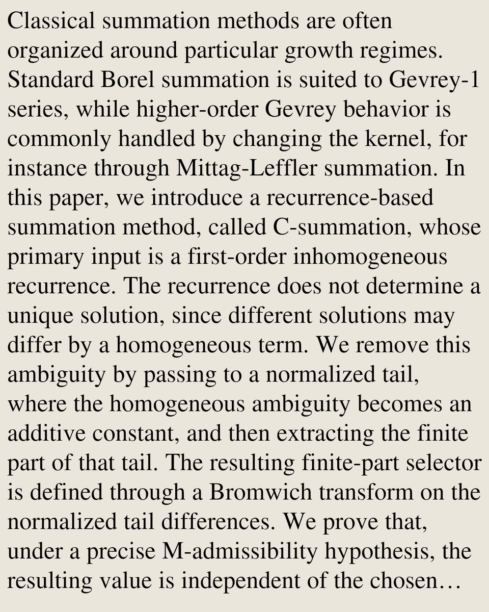 ClassicalODEs's tweet photo. A Recurrence Based Summation Method for Ultra-Rapid Divergent Series and Renormalon Type Expansions

Ishan Joshi
https://t.co/n42NZ1YETI [𝚖𝚊𝚝𝚑.𝙲𝙰] https://t.co/JMxZelje2s