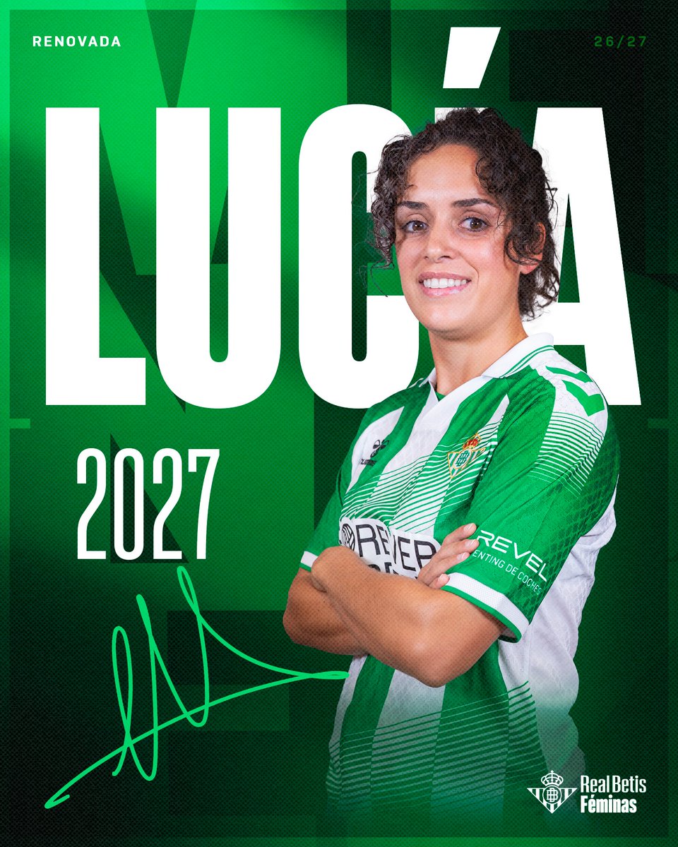 RealBetisFem's tweet photo. 📣 OFICIAL | Lucía Méndez renueva una temporada más con el Real Betis Féminas 📝💚

 ¡Seguimos, @Lucia_MM10! 🔛

#BetisFéminas https://t.co/noxHZU3L1K