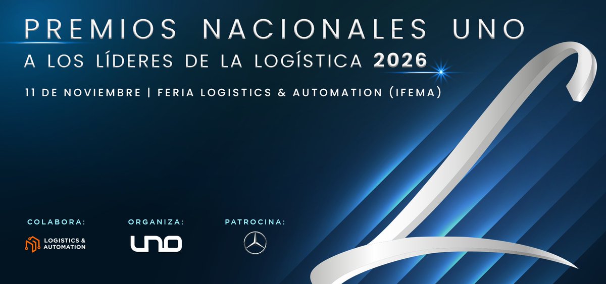 UNOlogistica's tweet photo. #PREMIOSUNO 🏆 💢| La patronal #UNOLogística se alía un año más con la feria @LogisticsSpain, organizada por @easyfairsiberia, para convocar la VII edición de los ‘Premios Nacionales UNO a los Líderes de la Logística’.

La ceremonia de entrega, que cuenta un año más con la colaboración de @MBenzEspana como patrocinador oficial, tendrá lugar el próximo 11 de noviembre de 2026, de 12:30h a 14:30h, en el pabellón 04 de @IFEMA.

🔗📰https://t.co/cIvgG3aSFr 

¡PLAZAS LIMITADAS!

🎟️¡Solicita tu entrada! 👉 https://t.co/tZRkVD4XrA
📝¡Presenta tu candidatura! 👉 https://t.co/hR6Wbdrynj
