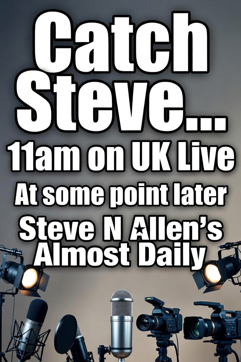 mrstevenallen's tweet photo. Right then. There's no #SNAAD live stream at midday that as I'm cropping up on @UKLiveOnline at 11. But (seeing as most people catch up with it after it's gone out) I'll do a quick one when I get back to my studio. https://t.co/vL6Nhfgjgm