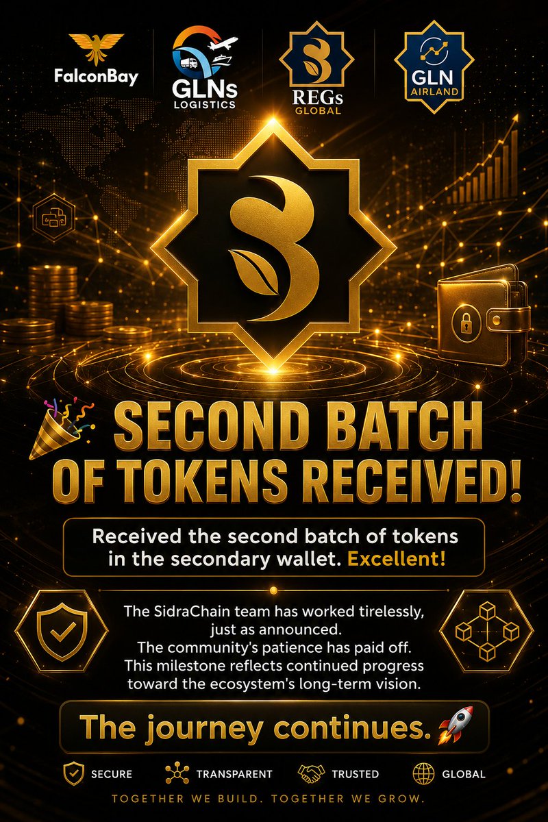 Sdamarketonline's tweet photo. 🎉 Second batch of tokens received in the secondary wallet! Another milestone achieved.
Kudos to the SidraChain team for delivering as announced. 
The community's patience continues to be rewarded. Onward to the next chapter! 🚀
#SidraChain #Blockchain #Crypto #Web3 #Token https://t.co/xTwdj6nDKH