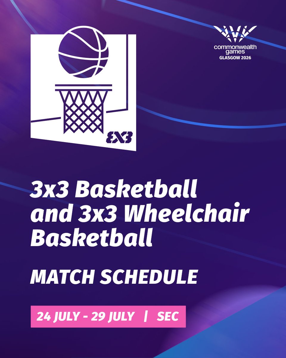 Glasgow_2026's tweet photo. Confirmed: the #Glasgow2026 3x3 schedule! 🏀

🎟️ https://t.co/MKqtAFwJXh https://t.co/5WMtq3Yqut