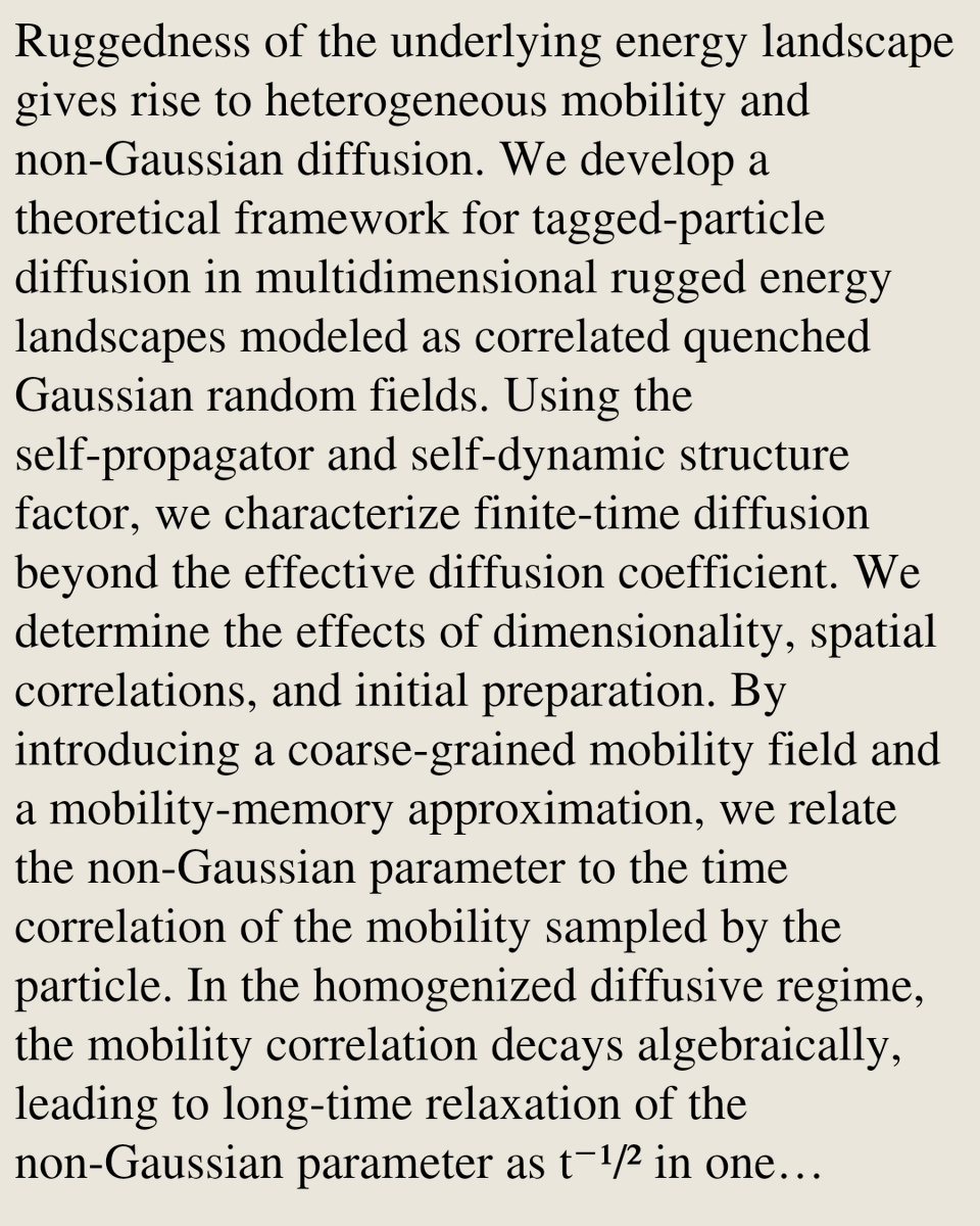 StatMechanics's tweet photo. Power-Law Relaxation of Non-Gaussian Parameter and Self-Dynamic Structure Factor in Multidimensional Rugged Energy Landscapes

Bimman Bagchi
https://t.co/67TxabAszf [𝚌𝚘𝚗𝚍-𝚖𝚊𝚝.𝚜𝚝𝚊𝚝-𝚖𝚎𝚌𝚑] https://t.co/LLTyamzCoS