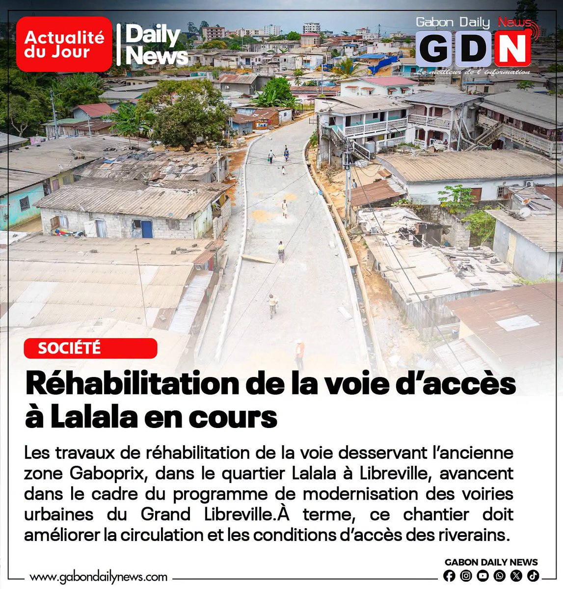 gdnews25's tweet photo. [[ Actualité du jour ]]

🔴Réhabilitation de la voie d’accès à Lalala en cours.

🔗https://t.co/5vxBinaFJI 

Gabon_daily_news 
#GDN #Gabon #Actualité #Lalala #Infrastructures #TravauxPublics #Voirie #MobilitéUrbaine #Développement #Aménagement #Libreville #Routes https://t.co/ZSadNMSPcw