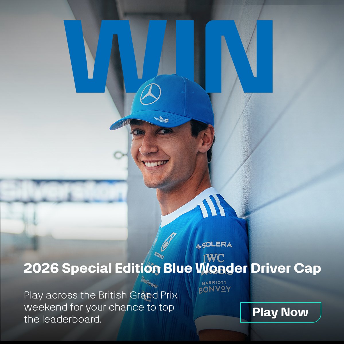 MercedesAMGF1's tweet photo. The Blue Wonder cap is waiting.

🔵 Play to Win across the British Grand Prix weekend. Top the board and it's yours.