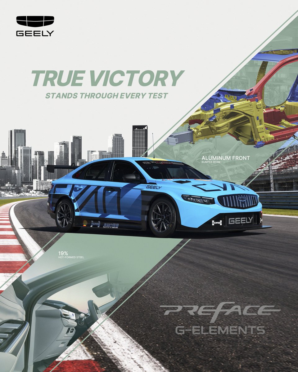 GeelyAutoGlobal's tweet photo. Why Geely Preface? β G-Guard: Tough by Nature
True victory stands through every test.
Unchanged by time, unchanged by conditions.
#GeelyAuto #SeeTheWorldInFull #GeelyPreface https://t.co/YFQyilsFuh