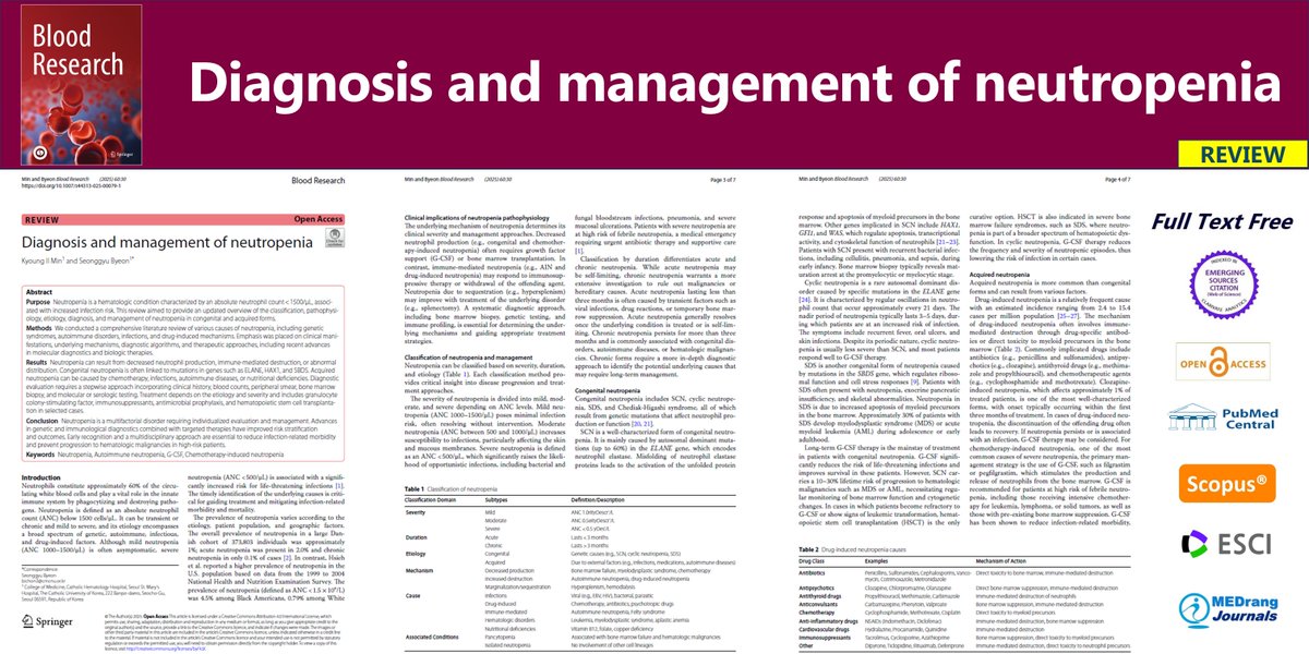 Blood_Res's tweet photo. Highly cited review article in Blood Research: "Diagnosis and management of neutropenia" by Kyoung Il Min et al.
Open access at: 🔗https://t.co/dvcPe9xVPf
#BloodResearch #hematology #Neutropenia #AutoimmuneNeutropenia #GCSF #ChemotherapyInducedNeutropenia https://t.co/EbiOH9O5dr