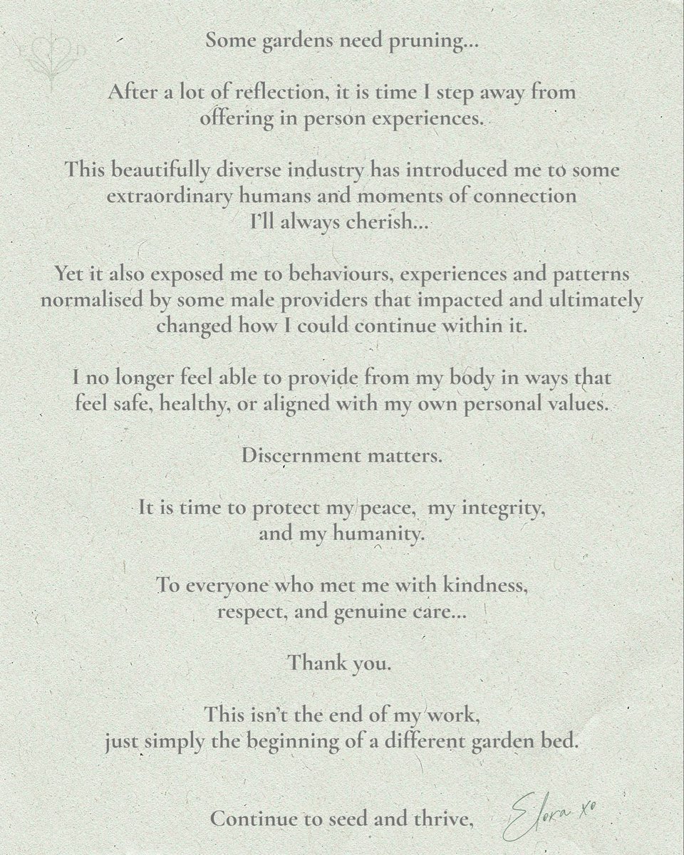 cheekyelora's tweet photo. Chapters close. Gardens grow.

Thank you for tending to this part of the garden with me.

Continue to seed and thrive 🌿 https://t.co/2PLrytDlA6