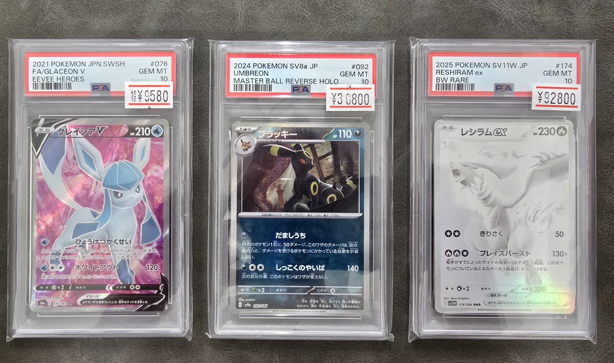 Card_Raise's tweet photo. 🔥ポケカpsa10入荷🔥

グレイシアV　psa10　9,580円🆕️

ブラッキー　psa10　30,800円🆕️

レシラムex　psa10　92,800円🆕️

#psa10　#ポケカ　#買取
#日本橋　#ブラッキー https://t.co/QWGkMrAQmI