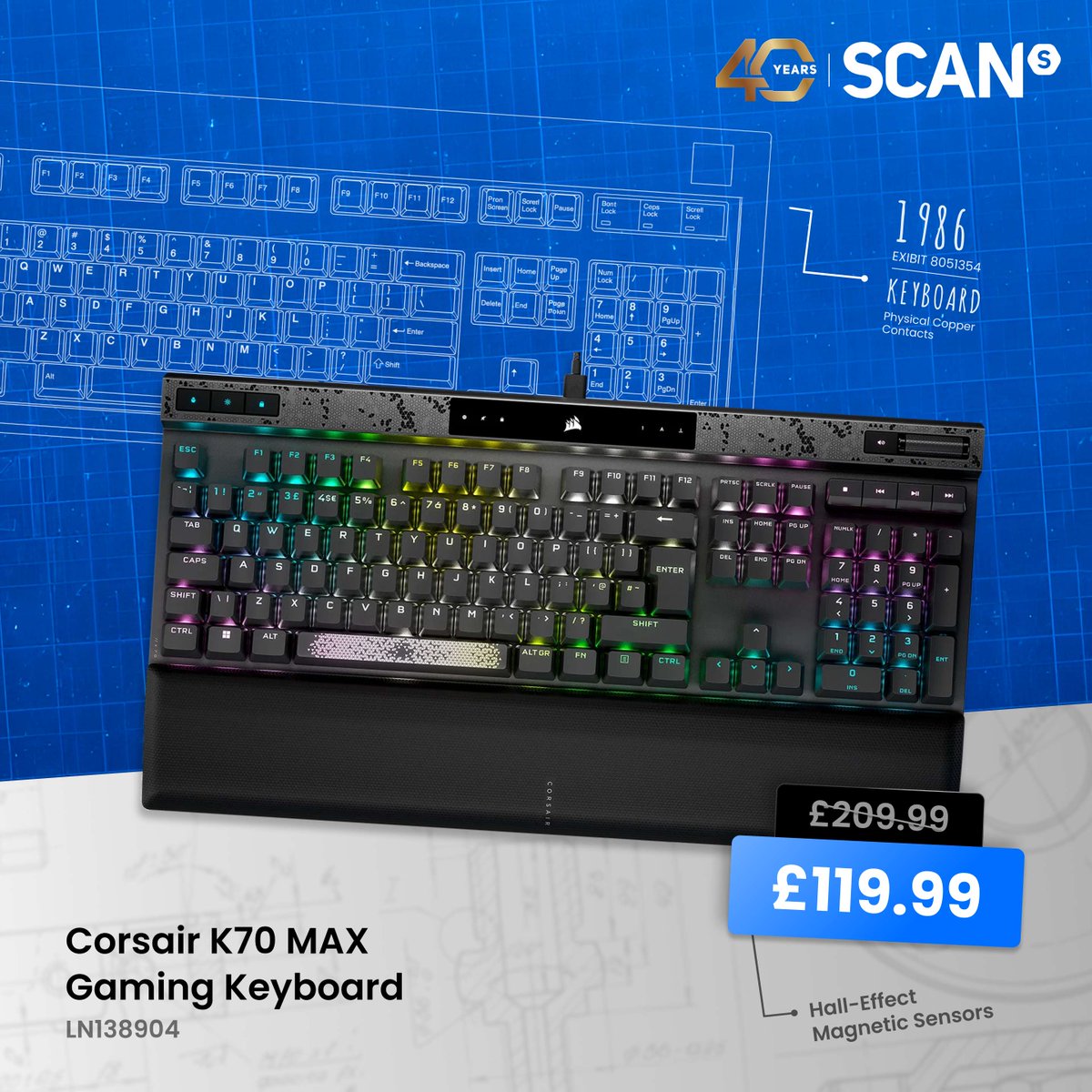 ScanComputers's tweet photo. Save £90 on the CORSAIR K70 MAX Keyboard - Now £119.99 as part of our 40th Anniversary Sale!

Shop the offer here: https://t.co/7EleqLqHZy https://t.co/Whaa7H0wTZ