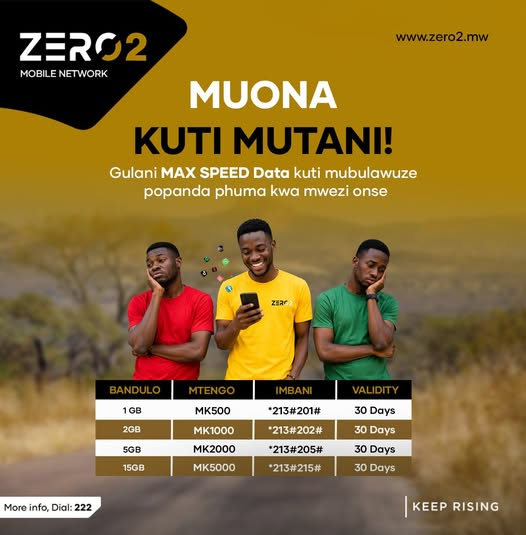 ZERO2_Mw's tweet photo. Muona kuti Mutani! Gulani MAX SPEED Data kuti mubulawuze popanda phuma kwa mwezi onse. #ZERO2_KEEP_RISING https://t.co/qt1Z8RpWDH