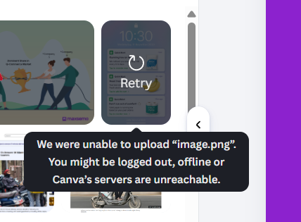 byAnanduS's tweet photo. @canva I can't upload images to my Canva dashboard and it is showing this message. What is happening? https://t.co/ZxNu6mquGB