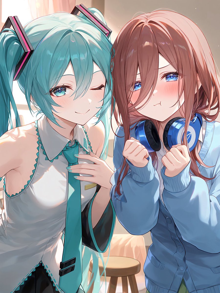 UKX30TkCX14211's tweet photo. 【"みくちゃん"といえばどっち...？】

#中野三玖 #初音ミク #AIイラスト美少女 https://t.co/Va9xuTdreu