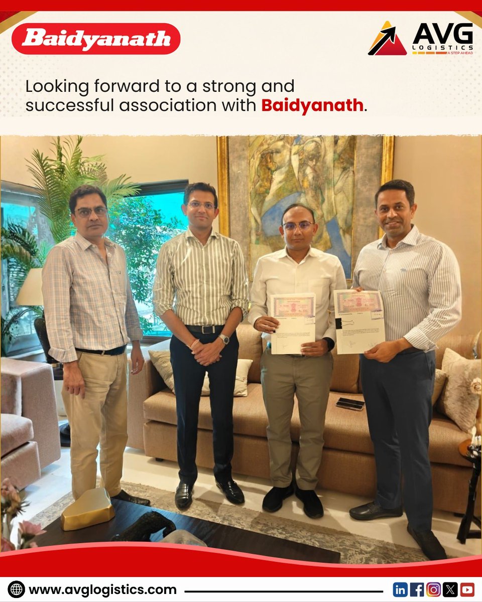 LogisticsAvg's tweet photo. AVG Logistics Limited and BLNG (Baidyanath LNG) have formalized their strategic joint venture to accelerate LNG-powered transportation and strengthen India's green logistics ecosystem.
#AVGLogistics #LNG #GreenLogistics #Sustainability #SupplyChain #Logistics #Partnership https://t.co/ai3nkvPtqS