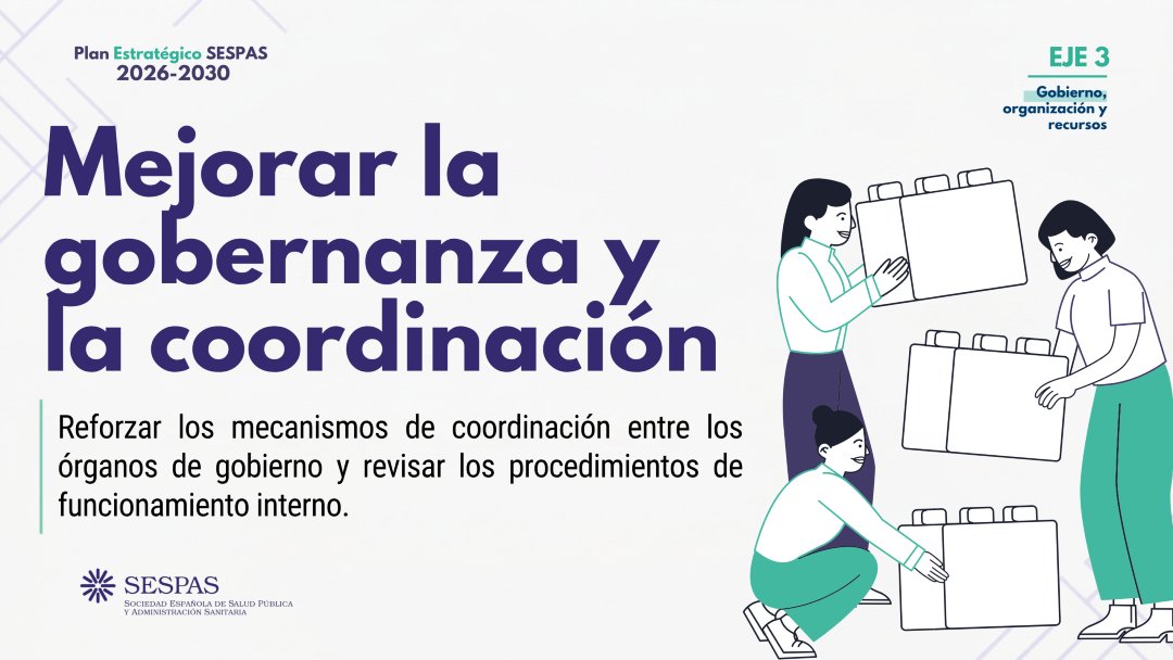 sespas's tweet photo. ⚙️ Para desarrollar los objetivos del Plan Estratégico de SESPAS 2026-2030 es necesario contar también con una organización sólida, eficaz y sostenible.

Por eso, el tercer eje, Gobierno, organización y recursos, plantea reforzar la coordinación interna, mejorar la planificación y el seguimiento de las actividades, avanzar en transparencia y optimizar los recursos disponibles.

🔗 https://t.co/HuuVOXDy0N