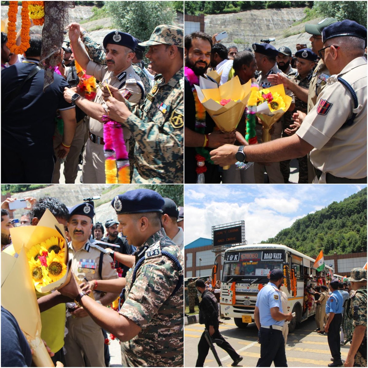 policekulgam's tweet photo. Kulgam Police warmly welcomed first Batch of #SANJY_2026 Pilgrims at NT QZD. The reception was led by DIG SKR Shri Javed Iqbal Mattoo-IPS, SSP KGM Shri Anayat Ali Chowdhary-IPS, other senior officers of distt admin, police&amp;CAPF. @JmuKmrPolice
@KashmirPolice @DigSkr @AnayatAliIPS https://t.co/KiWTKRD0Df