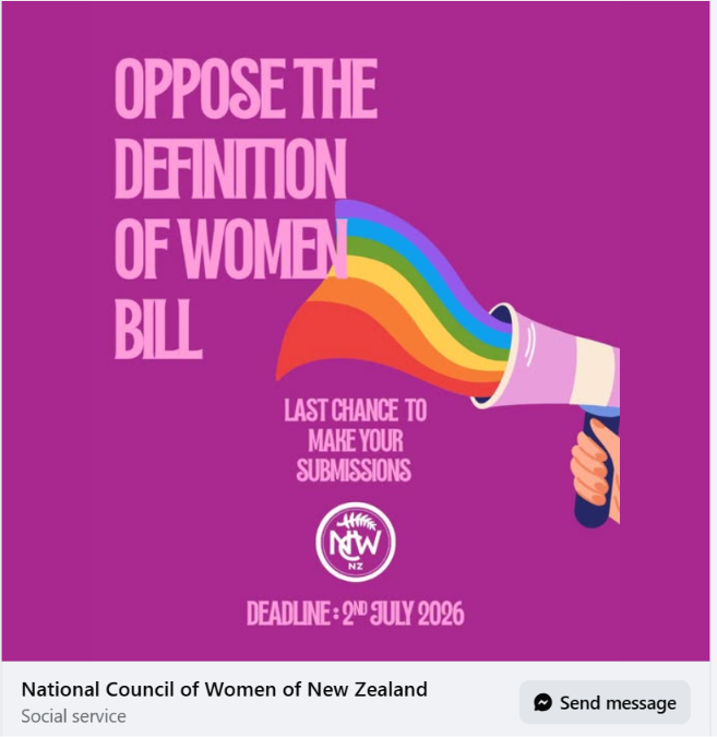 bobmccoskrienz's tweet photo. No - this isn't @TheBabylonBee - but it sure feels like it.

The National Council of WOMEN @ncwnz - yes, WOMEN - is opposing a bill that defines WOMEN.

You just can't make this stuff up. 

Literally! https://t.co/vcudQajRdo