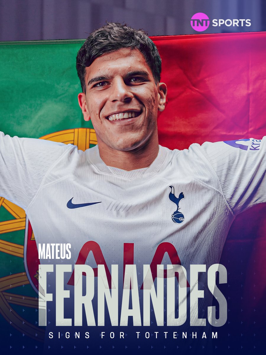 footballontnt's tweet photo. 🚨 Tottenham have announced the signing of Mateus Fernandes from West Ham for a club-record fee 💰🤝 https://t.co/Yy7mhWX8Z2