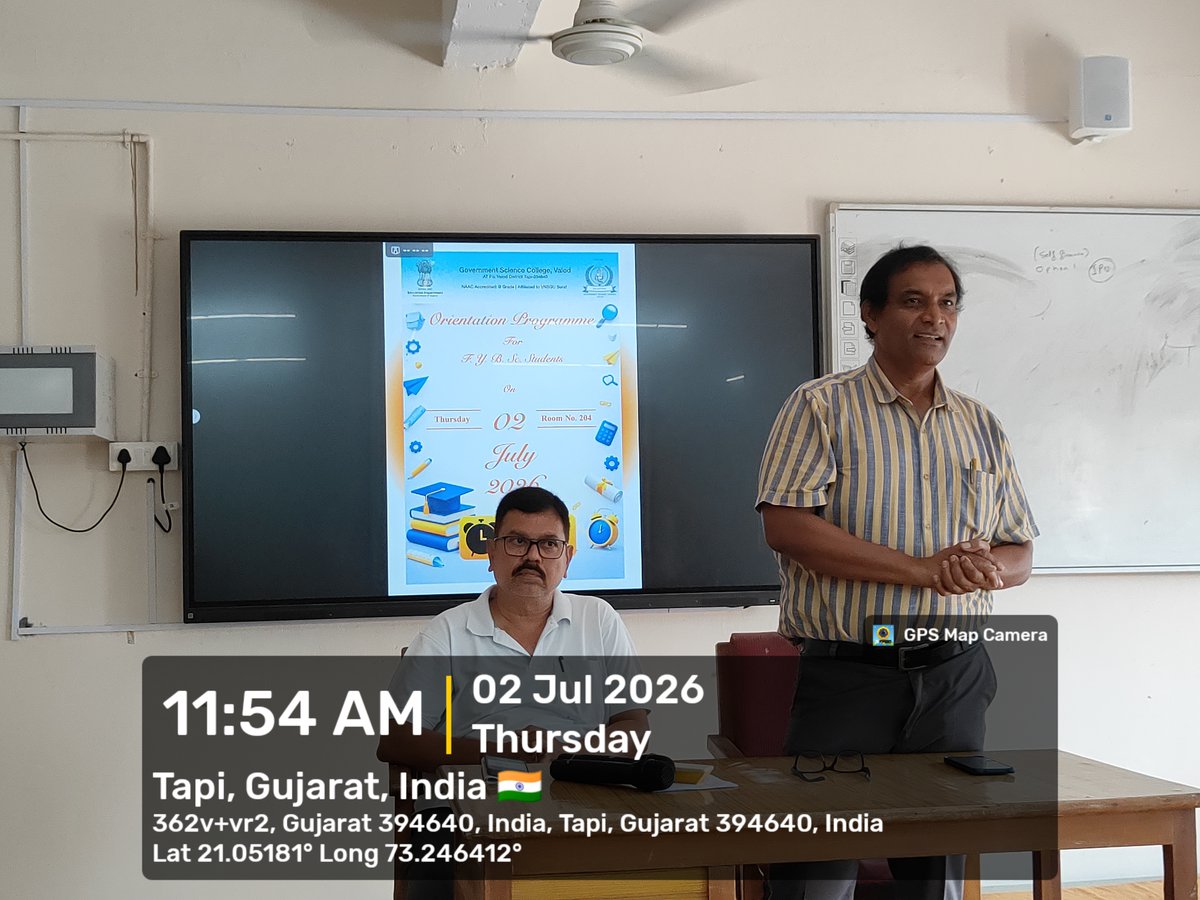 GSCValod's tweet photo. Government Science College, Valod welcomed FYBSc students with an engaging Orientation Programme, introducing them to academics, campus life, student support services, and opportunities for holistic development. Wishing our new students a successful and inspiring academic journey https://t.co/h2ql0ZY6LT