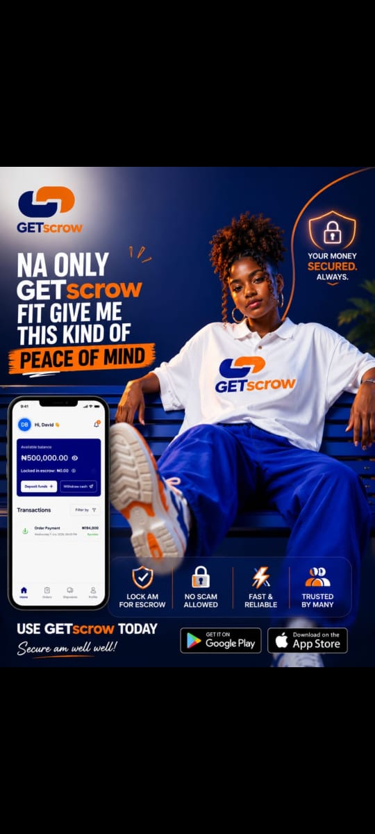 GeTscrow's tweet photo. Peace of mind no be luxury.
Na necessity.

No be everybody wey get fine Instagram page be legit vendor.

Fake alert no dey ask permission.
Na why smart vendors no dey rely on screenshots.

Buyer: "I don send."
Seller: "I never see am."
GETscrow: "I hold am first."

#GETscrow https://t.co/ed0ZOrfLRM