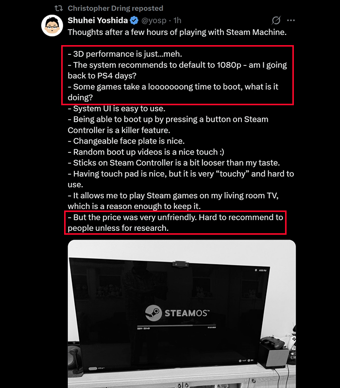JamiesAct's tweet photo. Bro bought the Steam Machine.

So he could shit on it. 😭🤣

I cant breathe ........ https://t.co/eZsF3pg92e